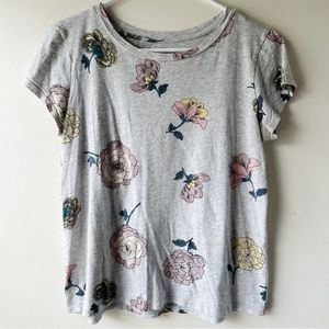 5 FOR $25 |  LOFT Vintage Soft Floral Short Sleeve Tee Shirt Grey Mauve Pink XS